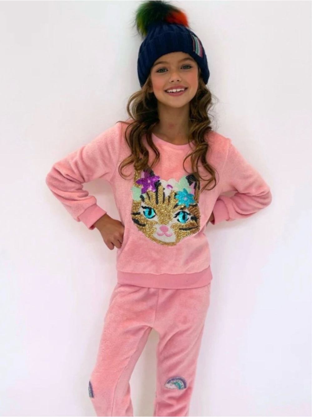 Lola + The Boys Pink Sequin and Velour Set